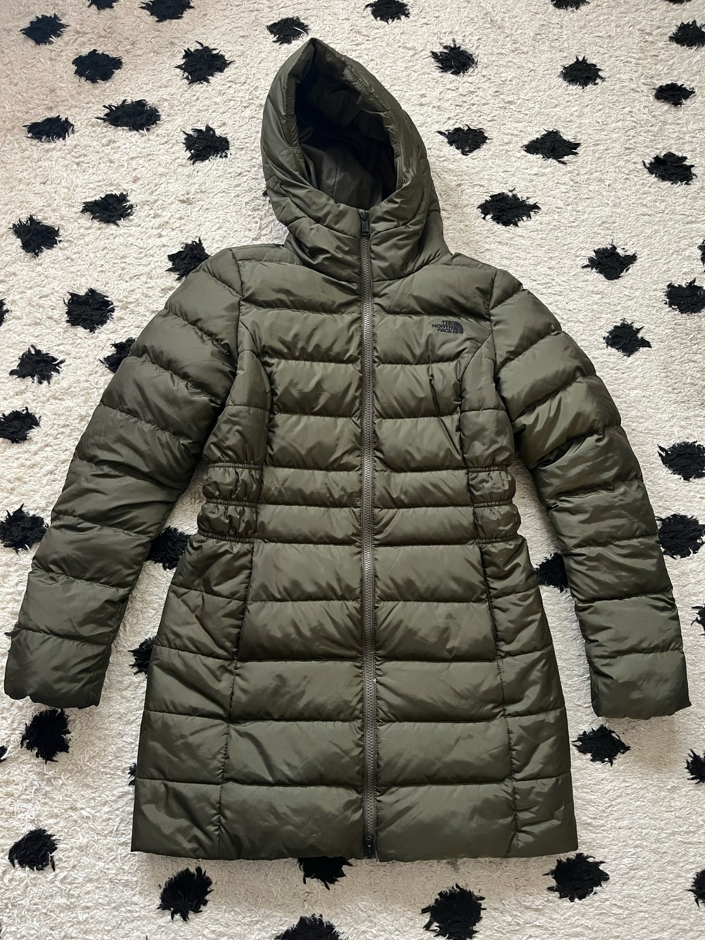 The North Face size Small Women’s Olive Green long Puffer Coat